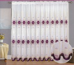 Luxusná dlhá hotová záclona s ornamentíky Tanga-fialová 400x250cm