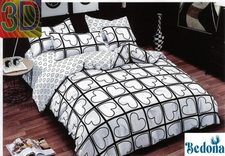 Cuvertură de pat din satin de bumbac 3D 15 Michaela 220x240 cm