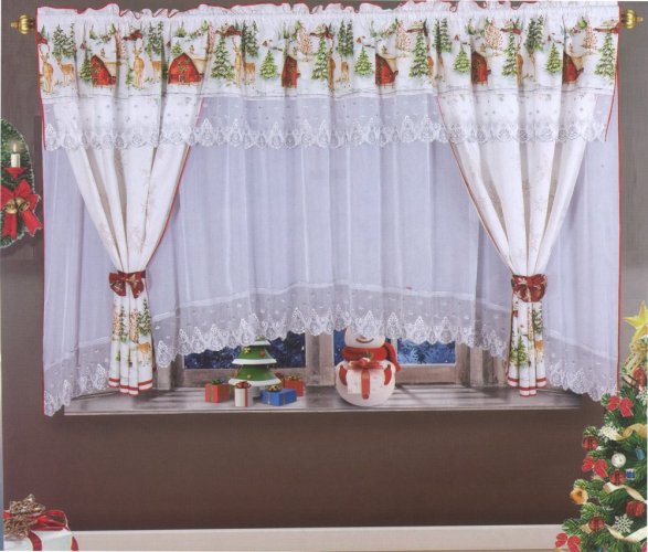 Luxusní hotová vánoční záclona Crista bílá 400x160 cm