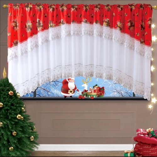 Luxusní hotová vánoční záclona Janet červená 400x160 cm