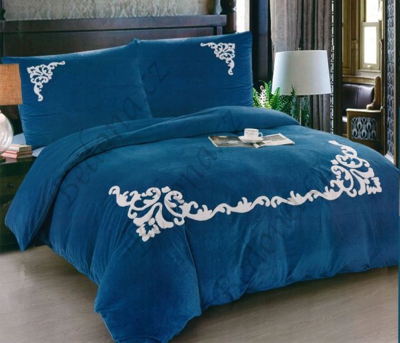 Lenjerie de pat Loteli de culoare albastră frumoasă cu margini fine 140x200 cm