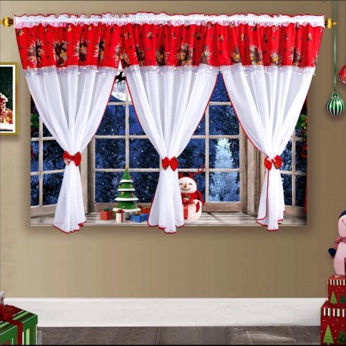 Luxusní hotová vánoční záclona Gwen červená 400x160 cm